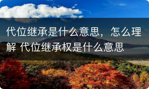 代位继承是什么意思，怎么理解 代位继承权是什么意思