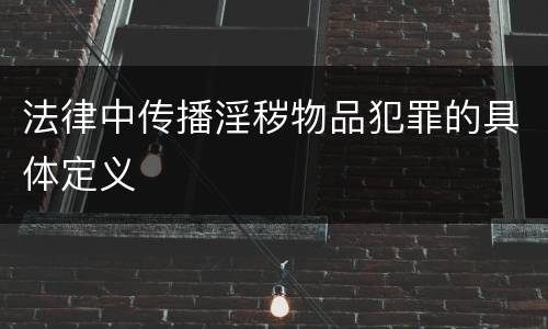 法律中传播淫秽物品犯罪的具体定义