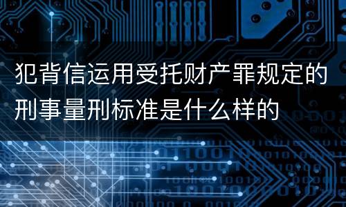 犯背信运用受托财产罪规定的刑事量刑标准是什么样的