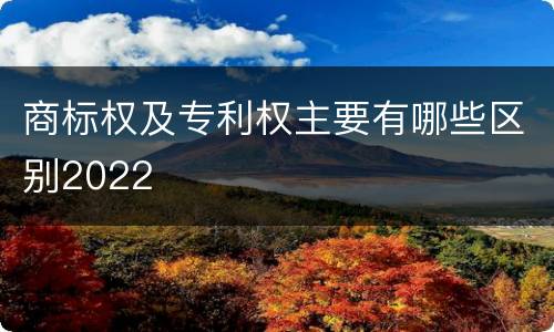 商标权及专利权主要有哪些区别2022
