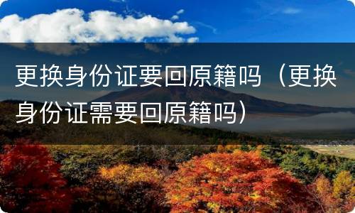 更换身份证要回原籍吗（更换身份证需要回原籍吗）