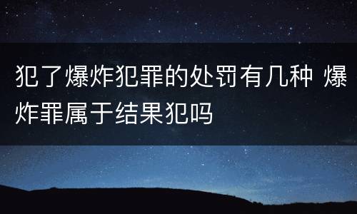 犯了爆炸犯罪的处罚有几种 爆炸罪属于结果犯吗