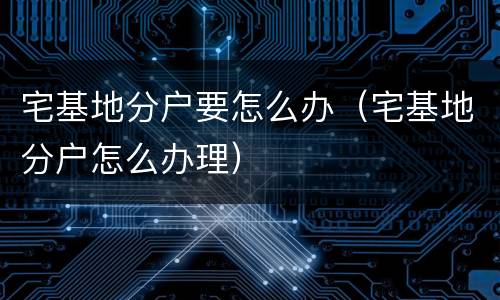 宅基地分户要怎么办（宅基地分户怎么办理）