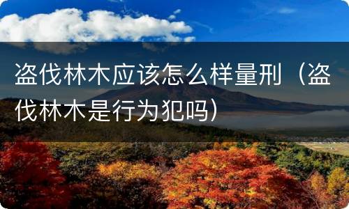 盗伐林木应该怎么样量刑（盗伐林木是行为犯吗）