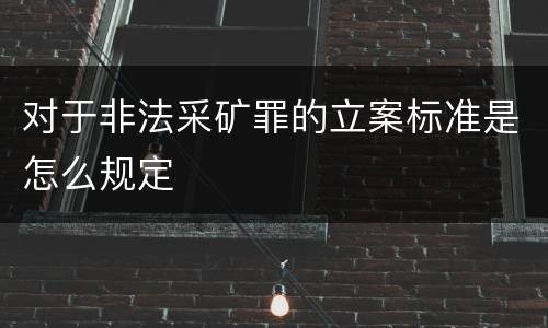 对于非法采矿罪的立案标准是怎么规定