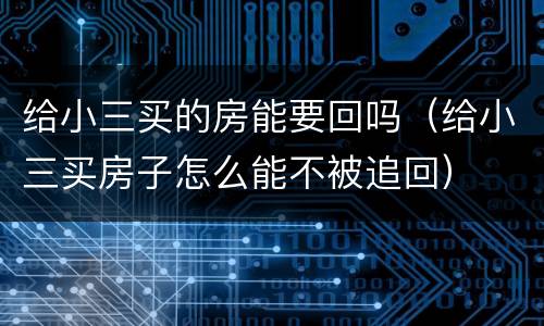给小三买的房能要回吗（给小三买房子怎么能不被追回）