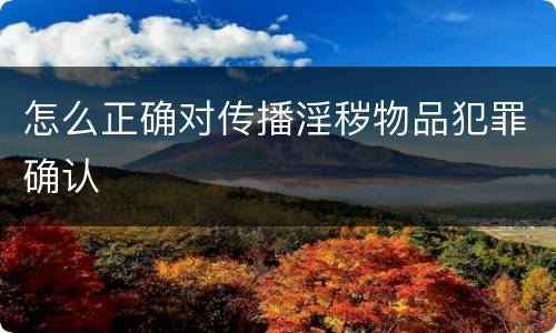 怎么正确对传播淫秽物品犯罪确认