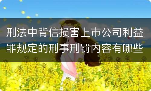 刑法中背信损害上市公司利益罪规定的刑事刑罚内容有哪些