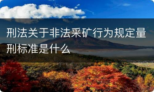 刑法关于非法采矿行为规定量刑标准是什么