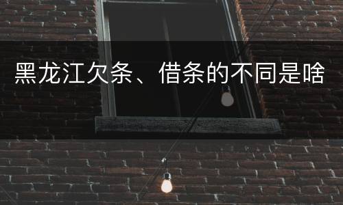 黑龙江欠条、借条的不同是啥