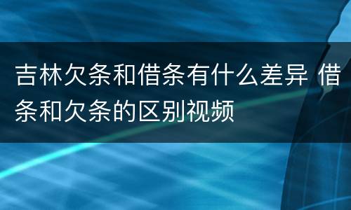 吉林欠条和借条有什么差异 借条和欠条的区别视频