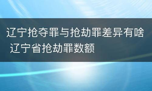 辽宁抢夺罪与抢劫罪差异有啥 辽宁省抢劫罪数额