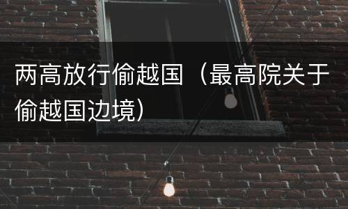 两高放行偷越国（最高院关于偷越国边境）