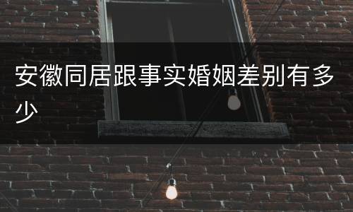 安徽同居跟事实婚姻差别有多少