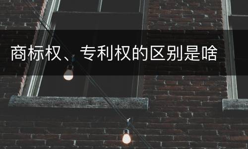 商标权、专利权的区别是啥