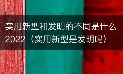 实用新型和发明的不同是什么2022（实用新型是发明吗）