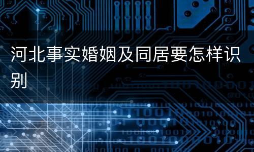 河北事实婚姻及同居要怎样识别