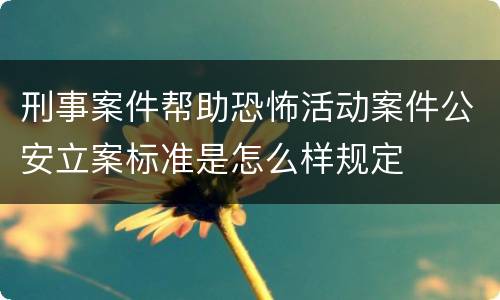 刑事案件帮助恐怖活动案件公安立案标准是怎么样规定