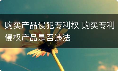 购买产品侵犯专利权 购买专利侵权产品是否违法