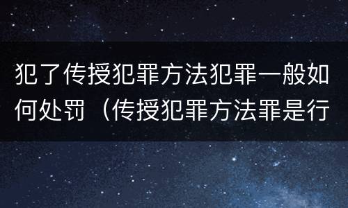 犯了传授犯罪方法犯罪一般如何处罚（传授犯罪方法罪是行为犯吗）