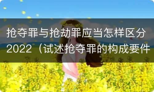 抢夺罪与抢劫罪应当怎样区分2022（试述抢夺罪的构成要件以及与抢劫罪的区别）