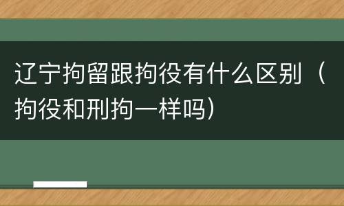 辽宁拘留跟拘役有什么区别（拘役和刑拘一样吗）