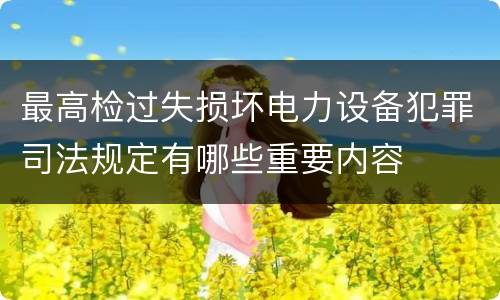 最高检过失损坏电力设备犯罪司法规定有哪些重要内容