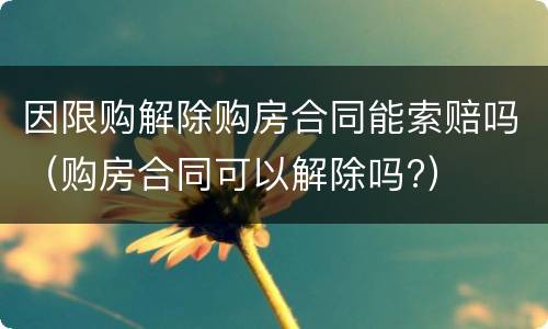 因限购解除购房合同能索赔吗（购房合同可以解除吗?）