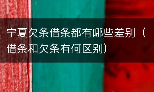 宁夏欠条借条都有哪些差别（借条和欠条有何区别）