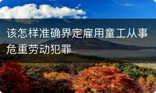 该怎样准确界定雇用童工从事危重劳动犯罪