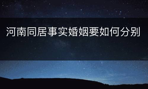 河南同居事实婚姻要如何分别