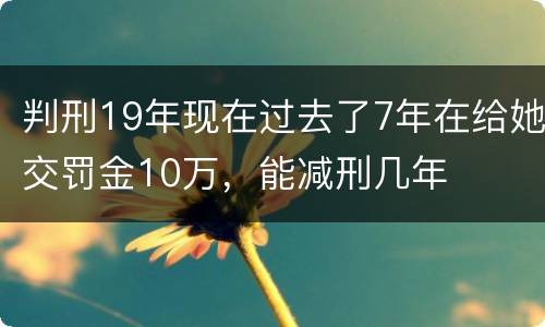 判刑19年现在过去了7年在给她交罚金10万，能减刑几年