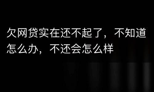 欠网贷实在还不起了，不知道怎么办，不还会怎么样
