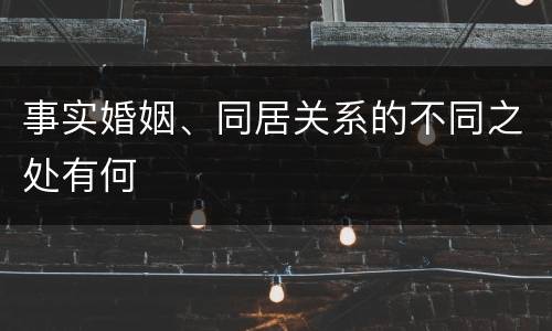 事实婚姻、同居关系的不同之处有何