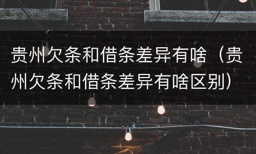 贵州欠条和借条差异有啥（贵州欠条和借条差异有啥区别）