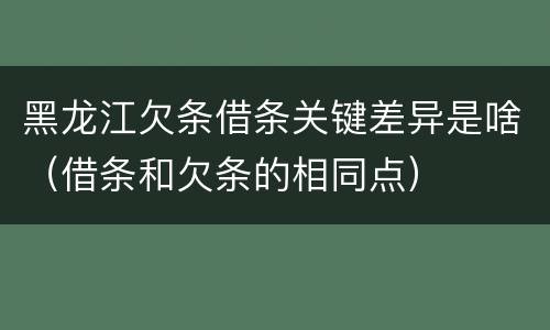 黑龙江欠条借条关键差异是啥（借条和欠条的相同点）