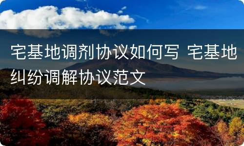 宅基地调剂协议如何写 宅基地纠纷调解协议范文