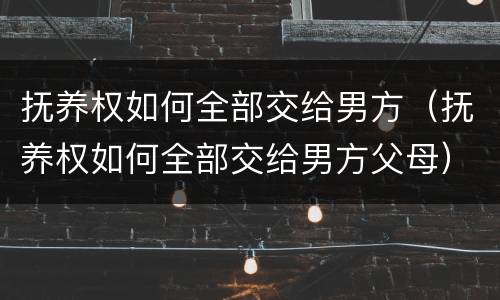 抚养权如何全部交给男方（抚养权如何全部交给男方父母）