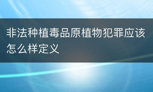 非法种植毒品原植物犯罪应该怎么样定义