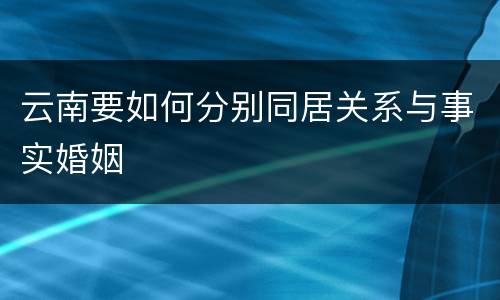 云南要如何分别同居关系与事实婚姻