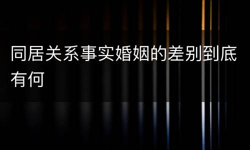 同居关系事实婚姻的差别到底有何