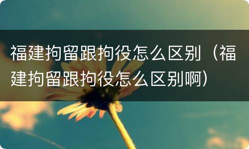 福建拘留跟拘役怎么区别（福建拘留跟拘役怎么区别啊）