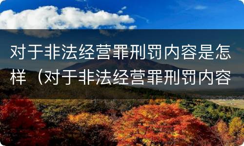 对于非法经营罪刑罚内容是怎样（对于非法经营罪刑罚内容是怎样划分的）