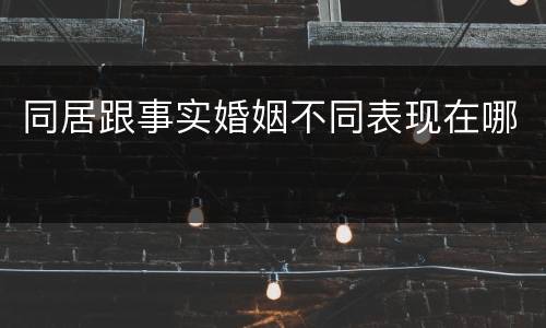 同居跟事实婚姻不同表现在哪