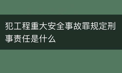 犯工程重大安全事故罪规定刑事责任是什么