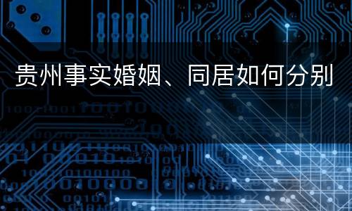 贵州事实婚姻、同居如何分别