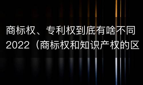 商标权、专利权到底有啥不同2022（商标权和知识产权的区别）
