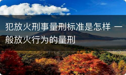 犯放火刑事量刑标准是怎样 一般放火行为的量刑