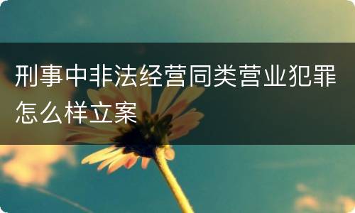 刑事中非法经营同类营业犯罪怎么样立案