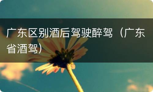 广东区别酒后驾驶醉驾（广东省酒驾）